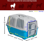 Blue hard‑sided pet carrier interior ventilation holes