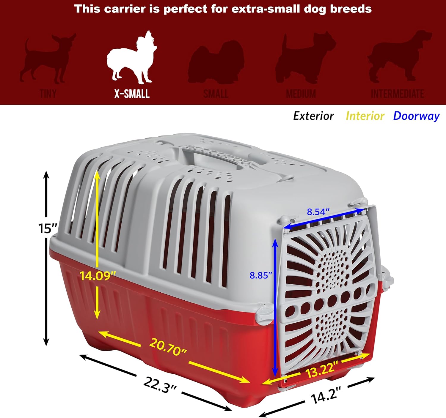 Pet Prime Spree Travel Pet Carrier Red front view