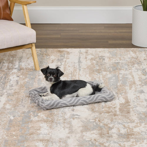 Top view of fleece-lined gray dog bed